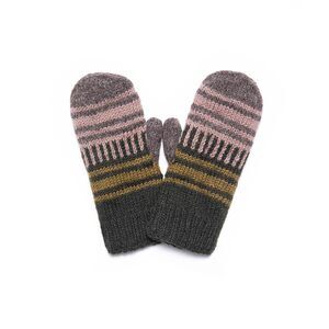 1186 Women's Devi Multi-color Stripe Wool Handknit Winter Mittens